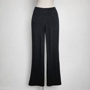 Ibex Merino Wool Wide Leg Pants Black Crossover Waist Womens XS Made in USA